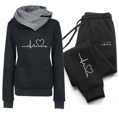 Women's Tracksuit Female Pullover Hoodies Jogging Pants Sweatshirt Sports Suit Two Piece Set Women Clothing Winter Warm Outfits.