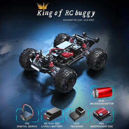 MJX Hyper Go 16207 70km/h 1/16 4WD Racing Car Brushless High Speed Drift Cars 2.4G Remote Control Cars Off-Road Truck Toys.