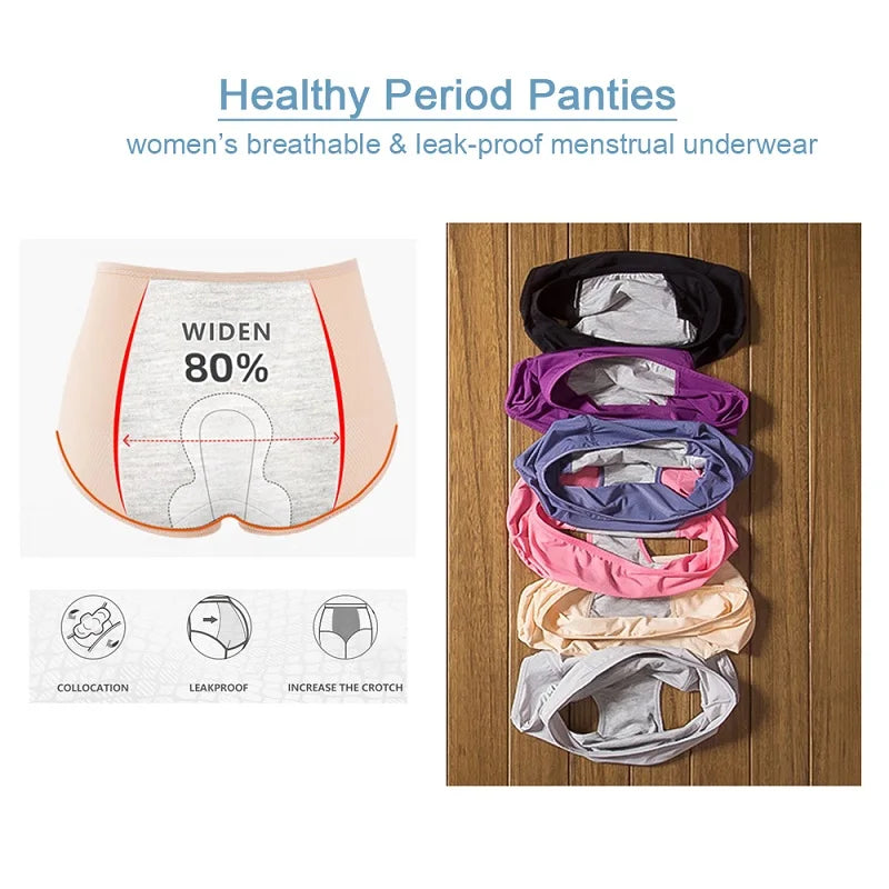 3pcs Leak Proof Menstrual Panties+Herbal Gynecological Pads Women Sanitary Panties  Plus Size Physiological Waterproof Briefs.