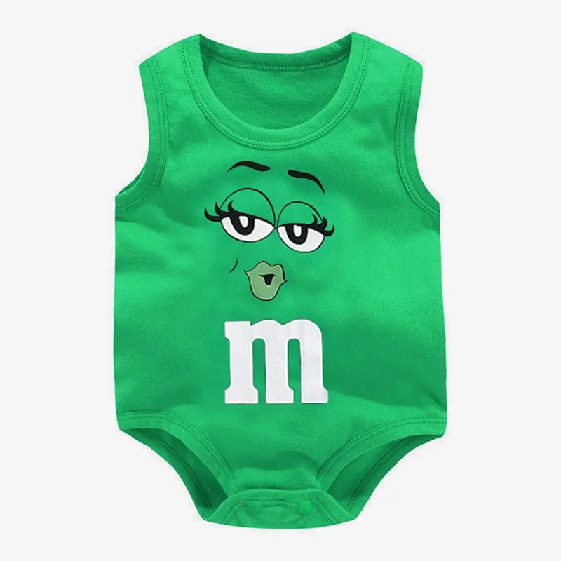 0-24M Neugeborenen Baby Baumwolle Body für Jungen und Mädchen Brief Drucken Lustige M Ärmellose Baby Strampler Sommer weiche Kleinkind Onesie.