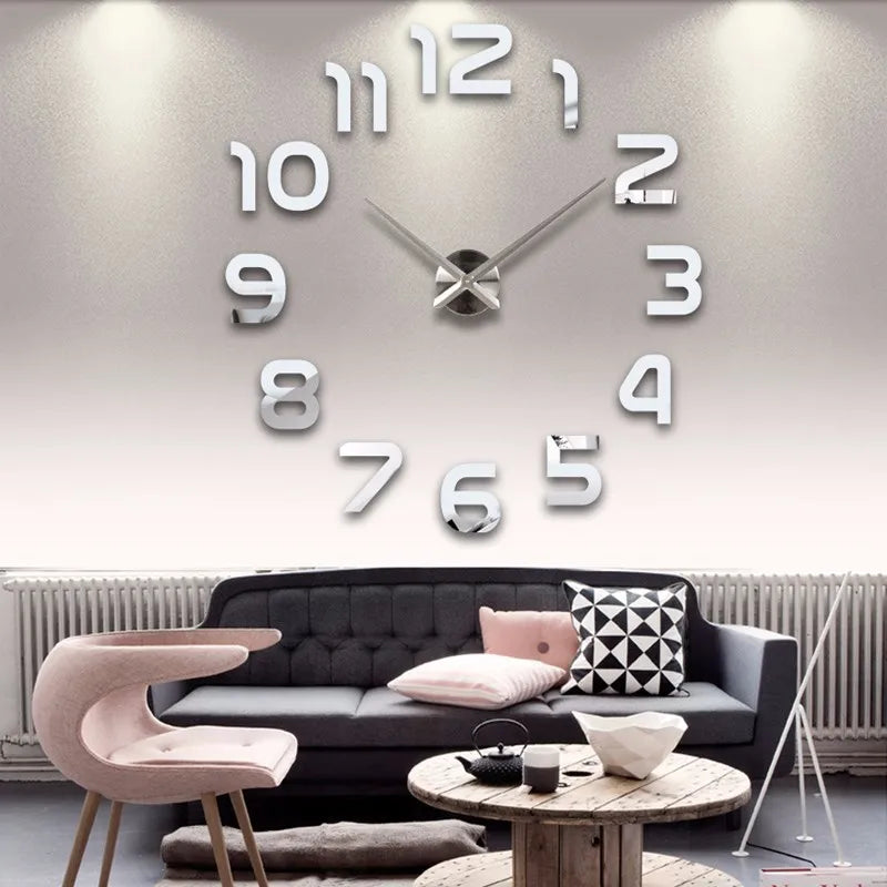 2022 moderne Design Große Wanduhr 3D DIY Quarz Uhren Mode Uhren Acryl Spiegel Aufkleber Wohnzimmer Wohnkultur Horloge