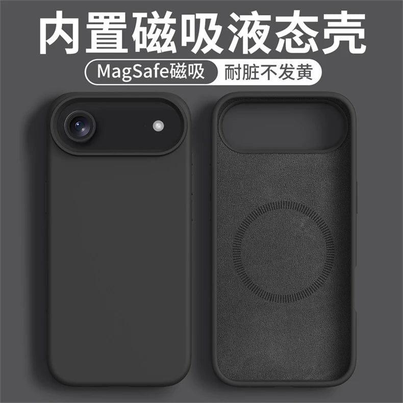 Magnetic Case For iPhone 17 Pro Max 17 Ari MagSafe Luxury Liquid Silicone Comfortable Feel Built in Flocking Protect Cover