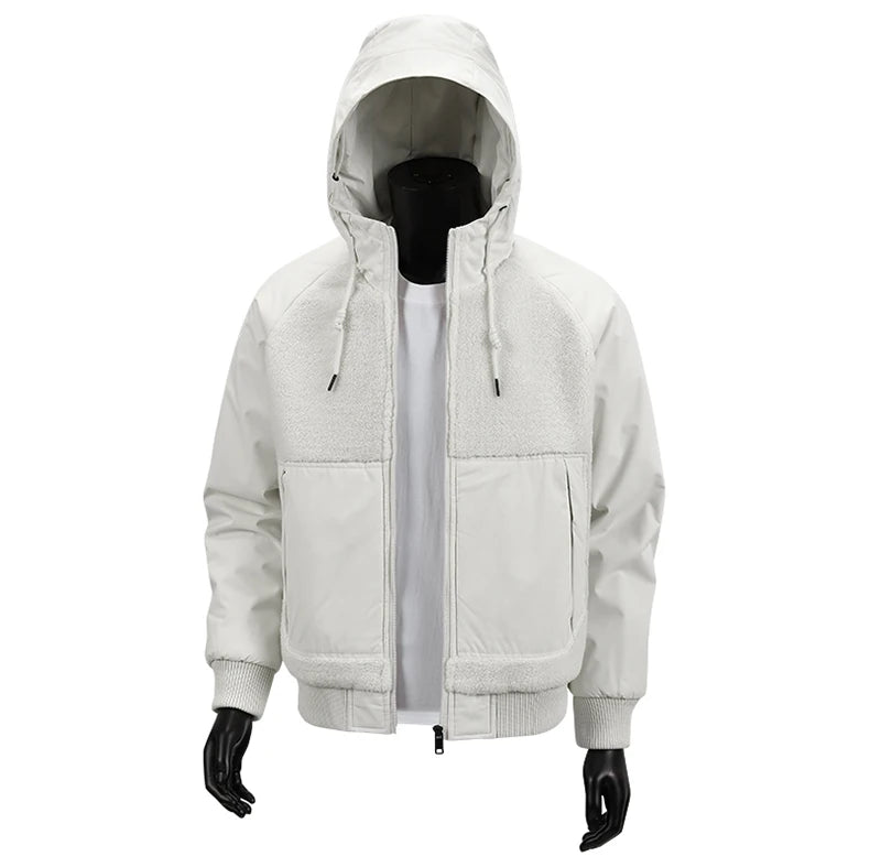 Outdoor Hiking Jacket Winter Fleece Windproof Camping Fishing Hooded Jacket Male Thick Warm Trekking Climbing Skiing Casual Coat.