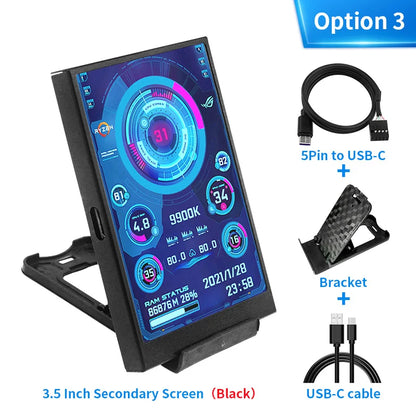 3.5 Inch IPS TYPE-C Secondary Screen DIY Computer Monitor USB-TYPEC Secondary Screen for Windows Built-in Software