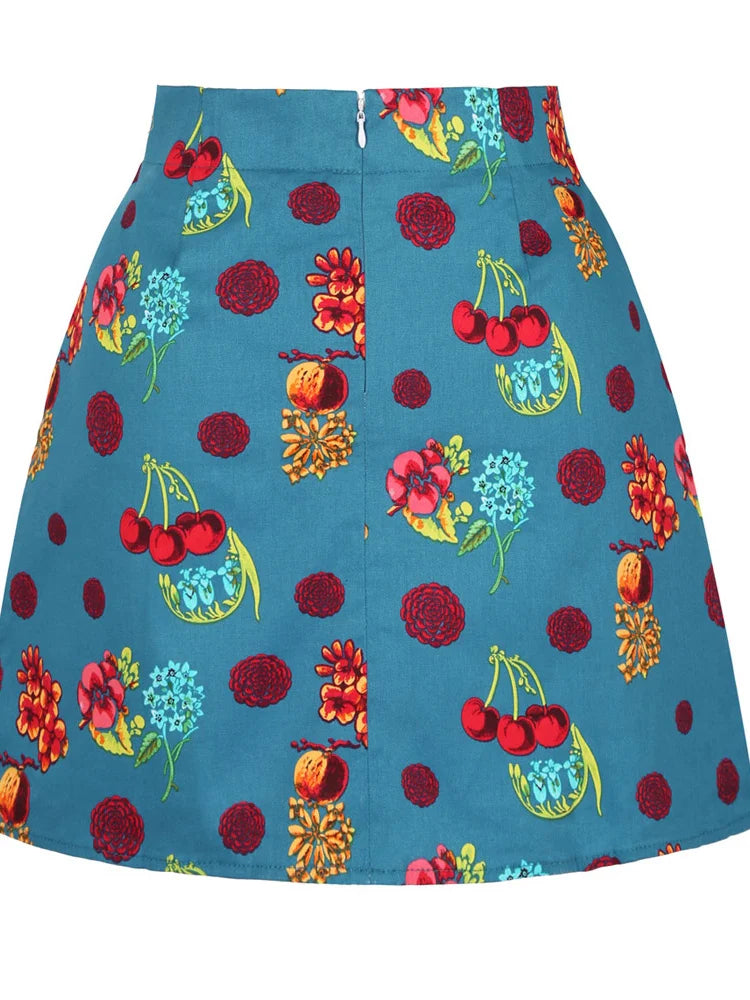 Cotton Y2K Summer Mini Skirts Women Harajuku Pencil Beach Streetwear Vintage Black Floral Print Short A Line Skirt Falda Corta.