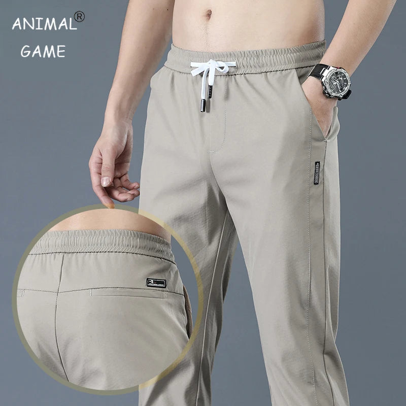 New Spring Summer Men's Casual Pants Slim Pant Straight Thin Trousers Male Fashion Stretch Khaki Jogging 28-38.