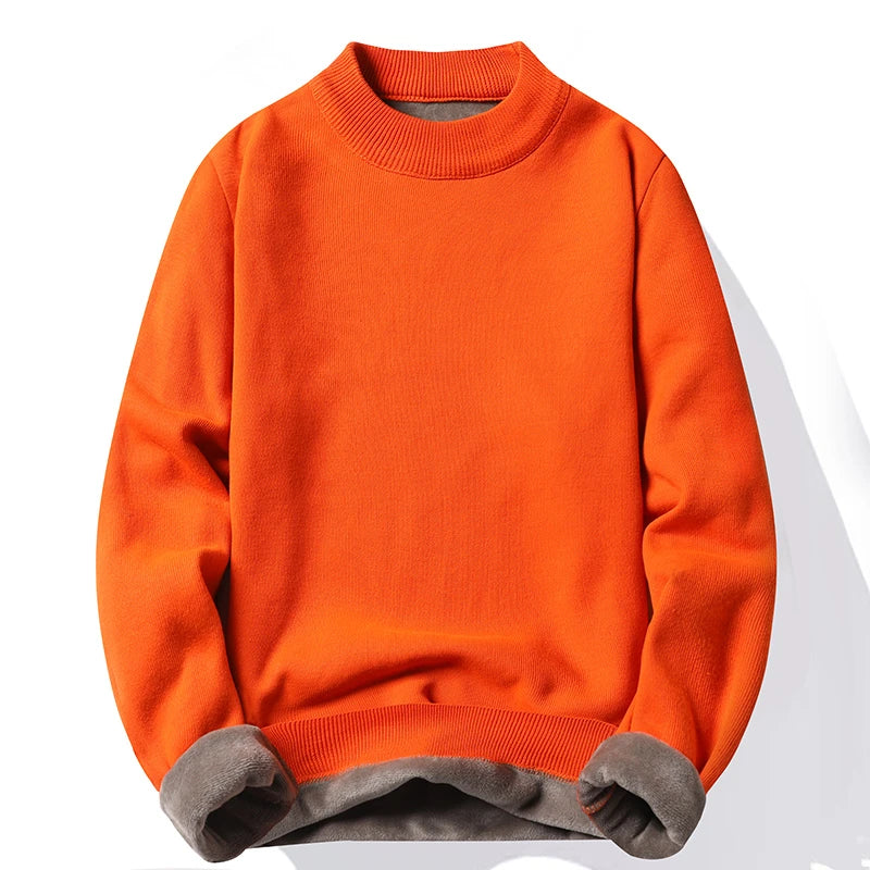 Knitwear Sweater New Autumn/Winter Mock Neck Sweatshirts Solid Color Pullovers Man Brand Casual Mens Clothing