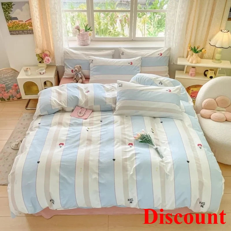 2025 new Cotton Duvet Cover Set with 2 Pillowcases 1 bed sheet - Elegant & Breathable Bedding Set,Fade-Resistant, Multiple Sizes.
