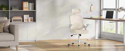 WOLTU Ergonomischer Netz-Bürostuhl, anhebbarer Gaming-Stuhl mit Kopfstütze, verstellbare Lordosenstütze, drehbarer Computerstuhl mit hoher Rückenlehne