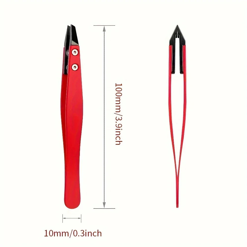 Zirconia Ceramic Pointed Tweezers Stainless Steel Tweezers with Slanted Tips Edges Eyebrows Beards Hair  Eyelash Tweezers.