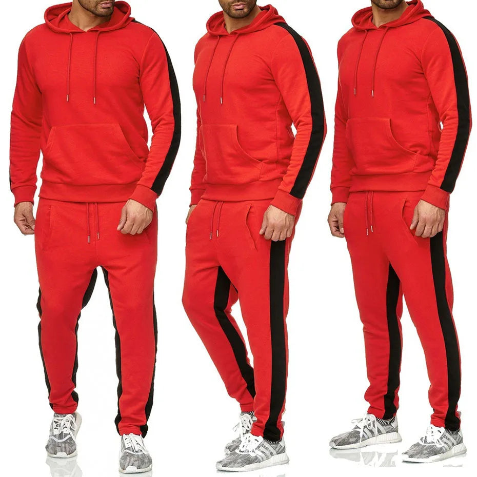 Männer 2 Stück Trainingsanzug Farbe Block Sweatsuit Streifen Casual Winter Langarm Warme Feuchtigkeit Wicking Atmungs Sportswear Anzug.