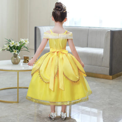 Belle Cosplay Prinzessin Kleid Mädchen Geburtstag Charme Kostüm Kinder Karneval Party Bühne Leistung Vestido Kinder Disguise Kleid