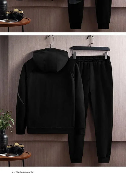 Autumn Winter Loose Hooded Long Sleeve Zipper Jacket Pants Trendy Set Men's Clothing New Hot Sale Of The Season Style Casual Out.