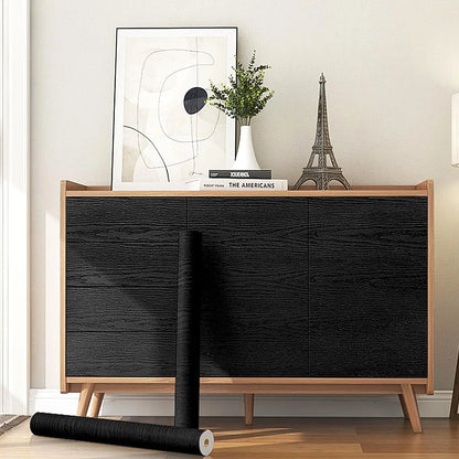 Selbstklebende Tapete aus schwarzem Holz mit Kontaktpapier zum Abziehen und Aufkleben, dekorative Vinylfolie für Arbeitsplattenschränke, leicht zu reinigen