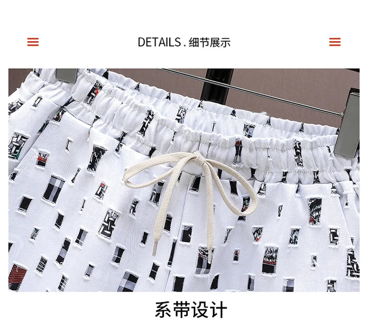 Men Summer 2 Pieces Set Tracksuit Men's Shirt Shorts Harajuku Streetwear Oversized Men Sets Short Outfits Suits