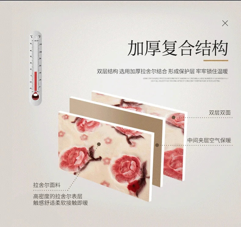 Flannel Blanket Double-deck Washable Quilt Siesta Keep Warm Double Person Thick Winter Soft Comfortable Plush Bed Sheet.