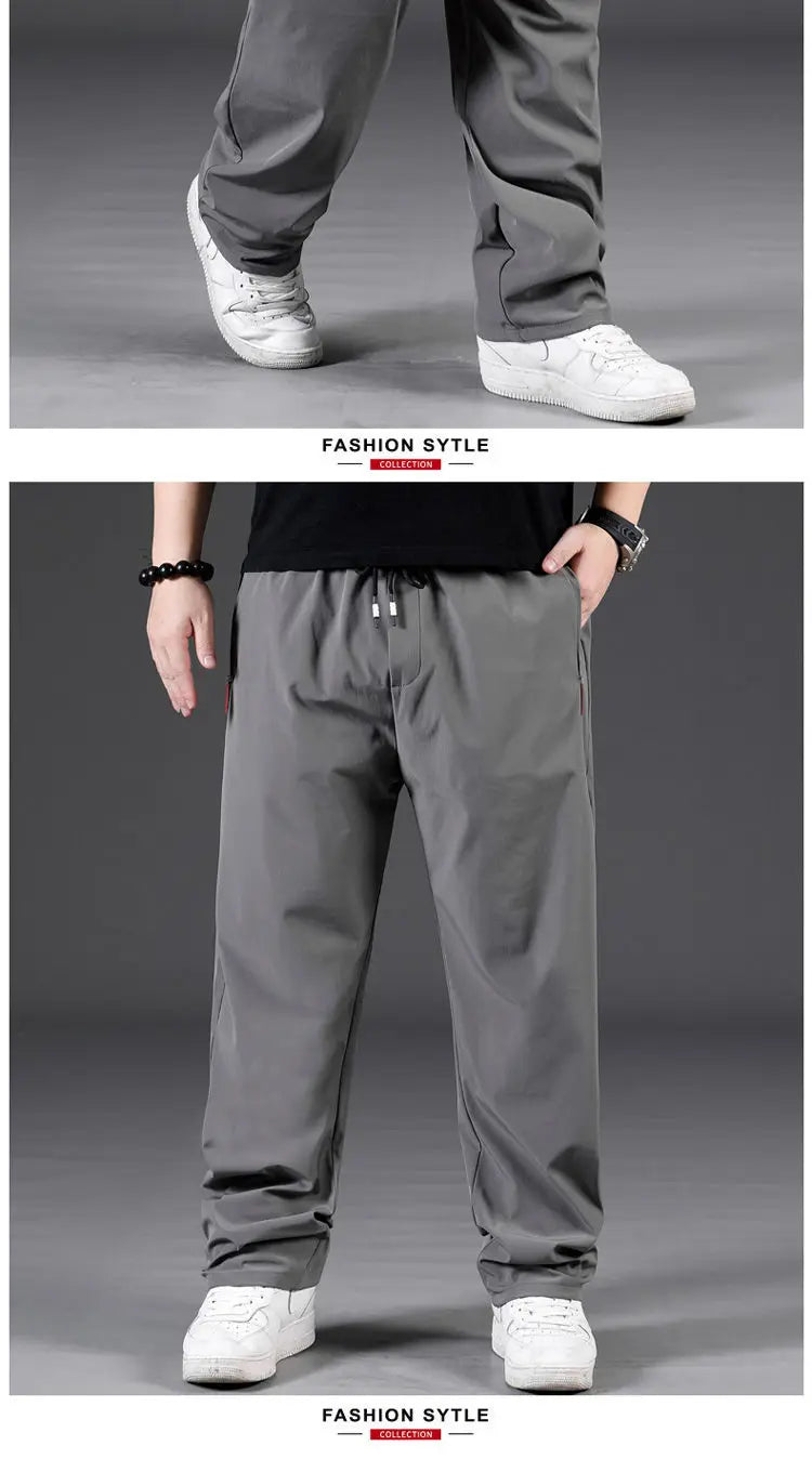 8XL Casual Pants Mens Straight Loose Trousers Men Clothing Elastic Waist Quick Dry Pants Summer Fashion Oversized Joggers Pants.