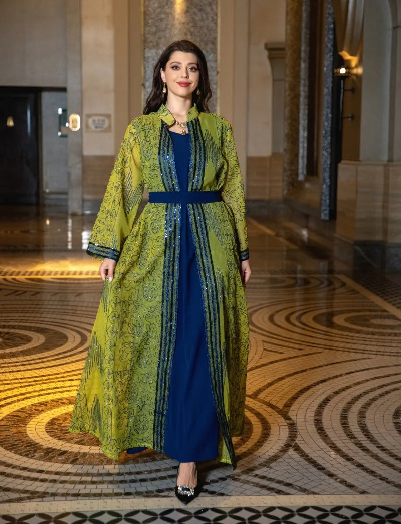UNI Muslim Abaya Indische Anarkali Anzüge für Frau Dubai Tägliche Party Kleid Mode Langarm Gürtel Kleidung Muslimischen Robe.