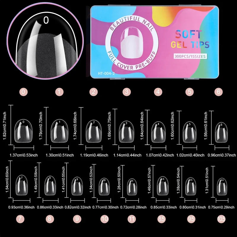120-600Pcs False Nail Tips Soft Gel Fingertip Semi-matte Square French Coffin Full Half Cover Artificial Fake Nails Extension