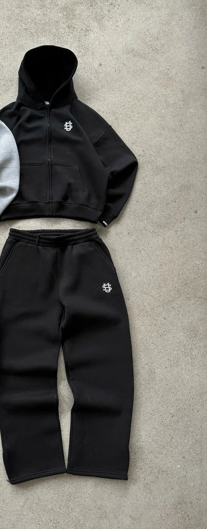 Streetwear Joggers Tracksuit Men Women Y2K Harajuku Letter Graphic Embroidery Oversized Zipper Sweatshirts Gothic Straight Pants.