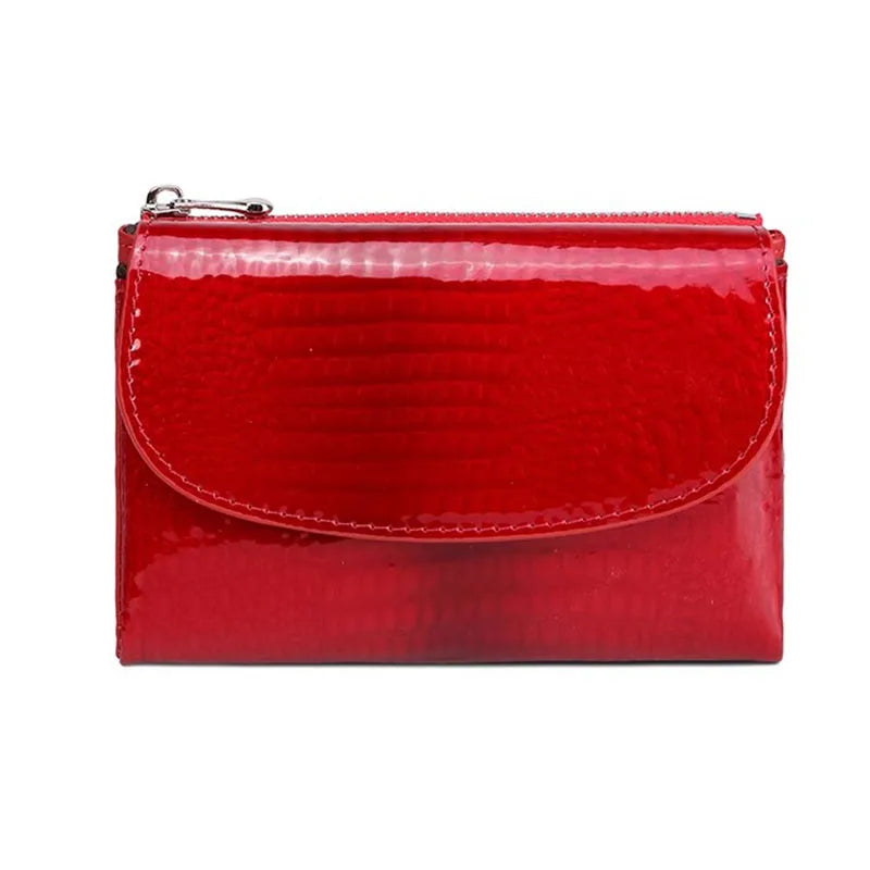 Magnetic Clasp Short Ladies Genuine Leather Wallet 2025 New Alligator Cow Leather Purse Woman RFID Card Holder Mini Clutch.