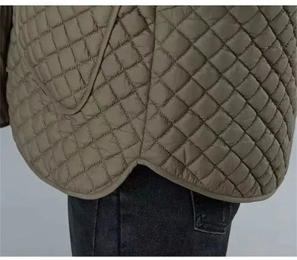 Mode Leichter Baumwolle Gefütterter Mantel Frauen 2025, Neue Herbst Winter Baumwolle Mantel Mit Kapuze Jacke Lose Beiläufige Plaid Parkas Outwear.