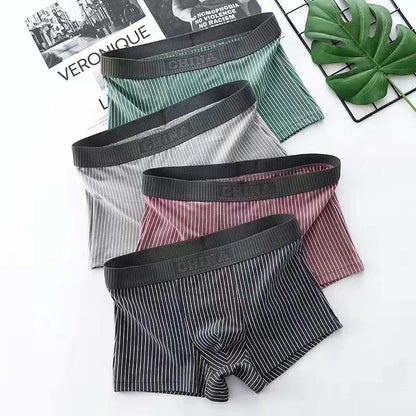 4Pcs Boxer Shorts männer Unterwäsche Sexy Höschen Baumwolle Boxer Gestreiften Unterhose Männlichen Shorts U Konvexen Dessous Plus Größe 2XL-6XL