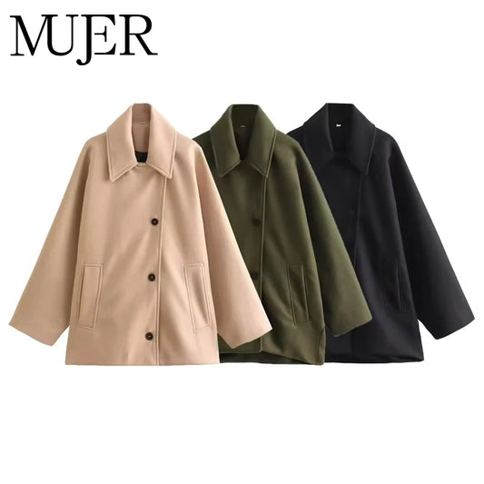 MUJER Oversize Lange Jacke Damen Langarm Damen Trenchcoat Herbst Bomberjacken für Damen Winter Neu in Mäntel und Jacken.