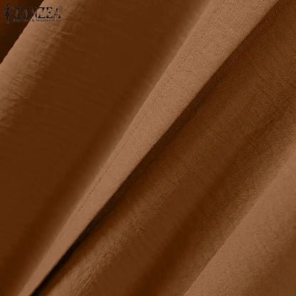 ZANZEA Muslim Abaya Suit Elegant Women Matching Sets Fashion Long Shirt Tops & Wide Leg Pants Ramadan Outfits Urban Tracksuits