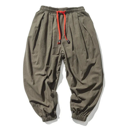 New Trendy Men Harem Pants Loose Oversized Style Cotton and Linen High Quality Jogger Sweatpants Casual Male Trousers.