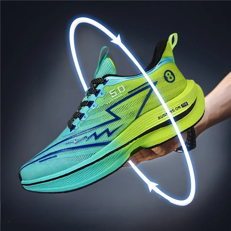 Men Sport Shoes Professional Cushioned Carbon Plate Running Shoes Breathable Lace-up Casual Sneakers Marathon Athletic Footwear.