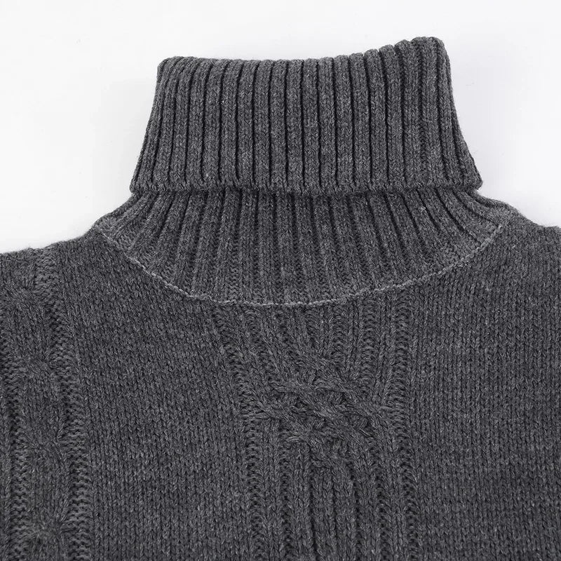 2025 Men's Warm Sweater Long Sleeve Turtleneck Sweater Retro Knitted  Pullover Sweaters.