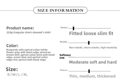 Summer Short Sleeve V-Neck Polo Shirt Women's Short Style Cotton Lycra Ribbed Top Bright Color Block 220g 40 Denier.