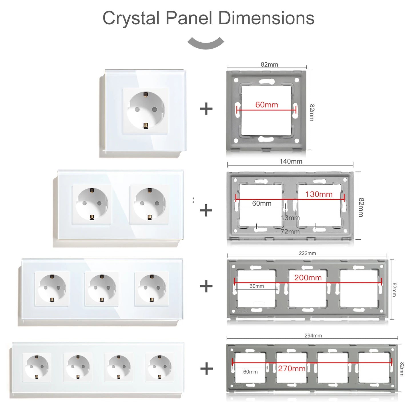 BSEED EU Standard Einzigen Steckdose Doppel Glas Steckdosen Triple Steckdosen Steckdose Für Home Office Schlafzimmer 16A.
