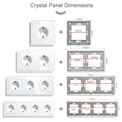 BSEED EU Standard Einzigen Steckdose Doppel Glas Steckdosen Triple Steckdosen Steckdose Für Home Office Schlafzimmer 16A.