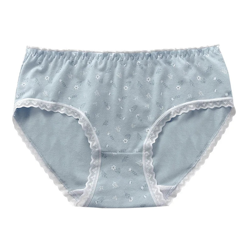 New Women Panties Antibacterial Cotton Lace Underwear Women's Floral Sweet Girls Briefs Mid-waist Shorts Female Lingerie M-XXL