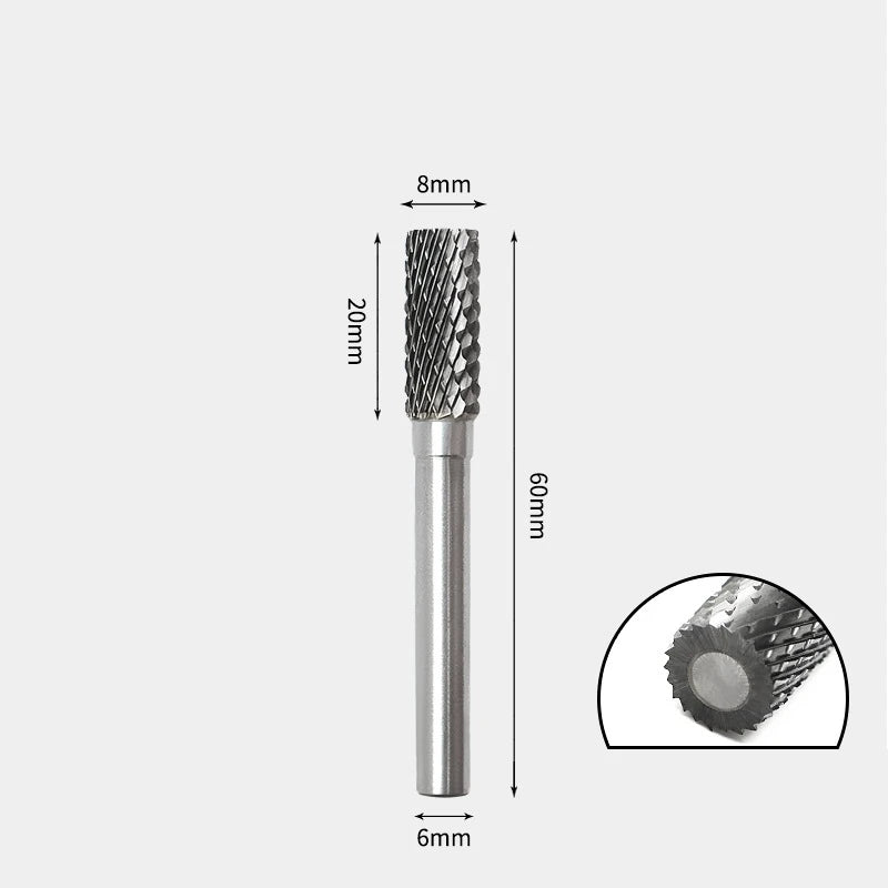Hartmetallfräser, Wolframstahl-Schleifkopf, zylindrisch 6 mm, AE AX AX Metallfräser