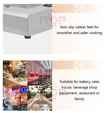 ITOP Taiyaki Waffle Maker 2 Fishes Commercial Ice Cream Taiyaki Pan Making Machine Waffle Cone Baking 2000W Muffin Pancake Snack.