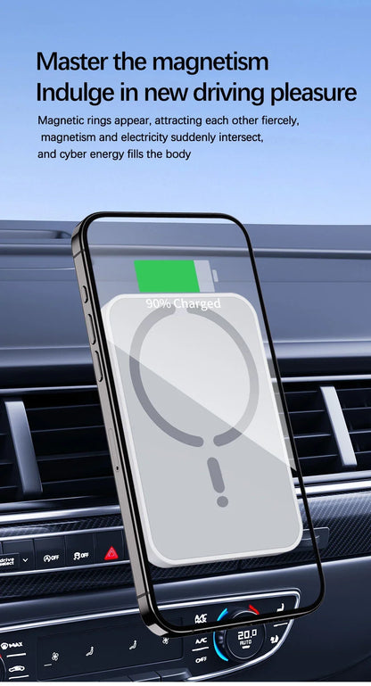 100W Magnetic Wireless Car Charger Air Outlet Phone Holder for iPhone 16 15 14 13 12 Pro Max Fast Wireless Car Charging Station.