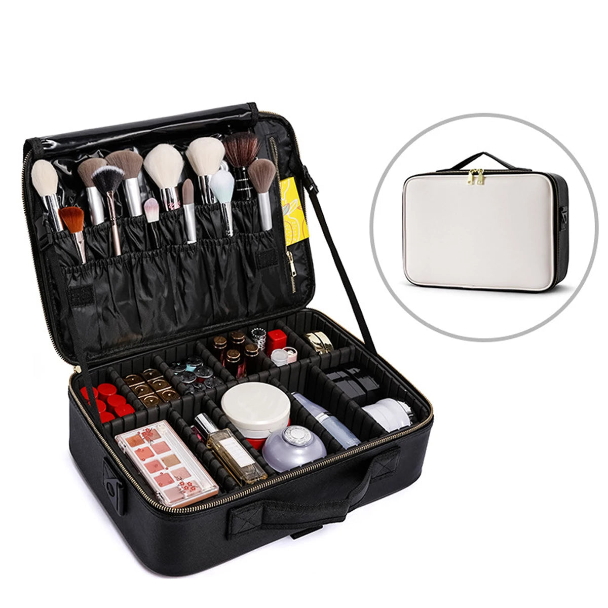 Three-layer Cosmetic Case Large Waterproof Oxford Cloth Manicure Makeup Toolbox,Travel Underwear Storage Box