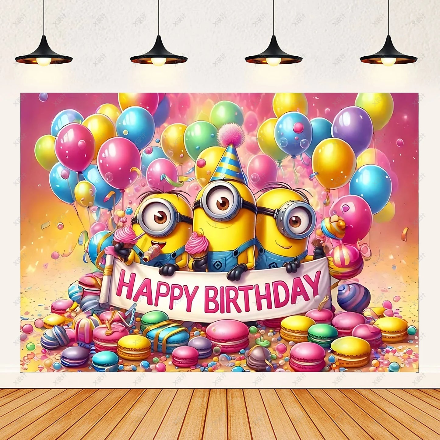 Cartoon M & Minions Geburtstag Party Dekoration Einweg Geschirr Tasse Teller Tischdecke Luftballons Gelb Große Augen Hintergrund Banner