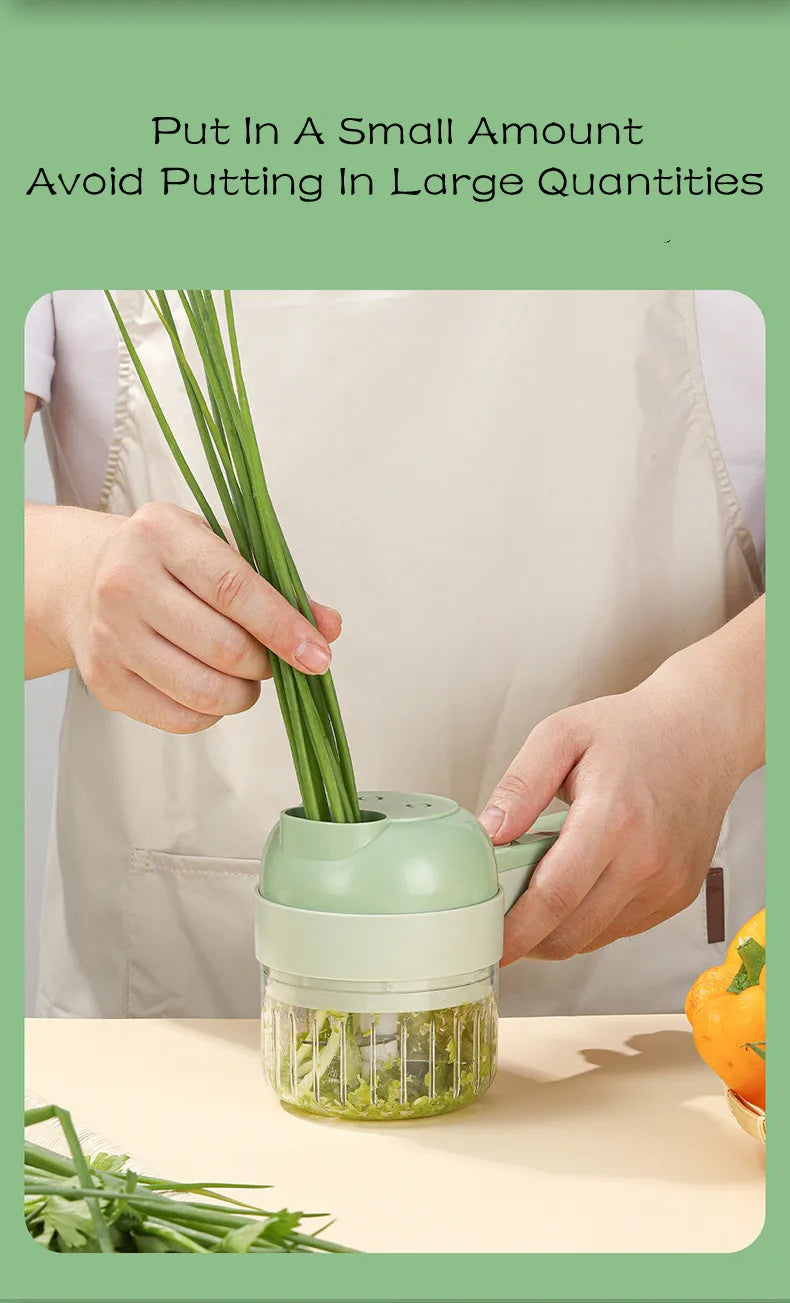 Electric Vegetable Cutter Set Handheld Wireless Electric Garlic Masher Food Chopper Meat Grinder Machine Food Peel Slice.