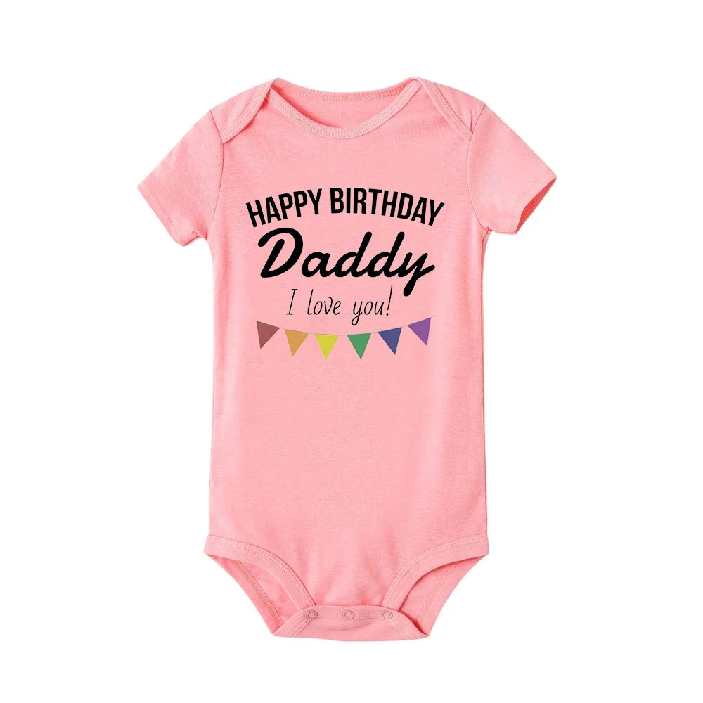 Alles Gute zum Geburtstag Papa Baby Body Vater Party Jungen Mädchen Outfit Strampler Säugling Sommer Kleinkind Kurzarm Kleidung Ropa Geschenke