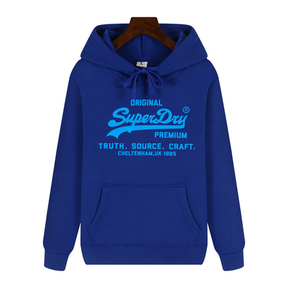 SUPERDRY Brand Men's Autumn and Winter Fashion Casual Hooded Sweatshirt Street Hip-hop Retro Sweatshirt Sports Men's Hoodie.