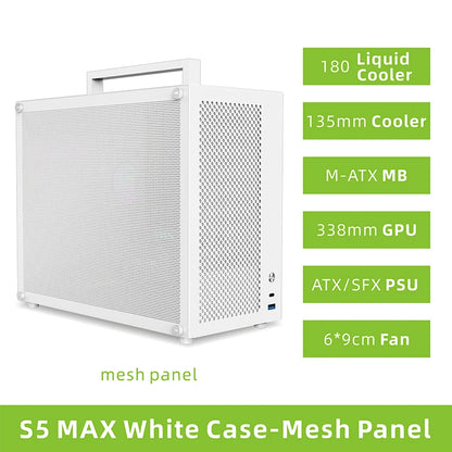 METALFISH S5 MAX Computer Case Gaming PC Chassis Support MATX/ITX 24.5*24.5cm SFX/ATX PSU 135 Mid Tower /180 WaterCooling Cooler