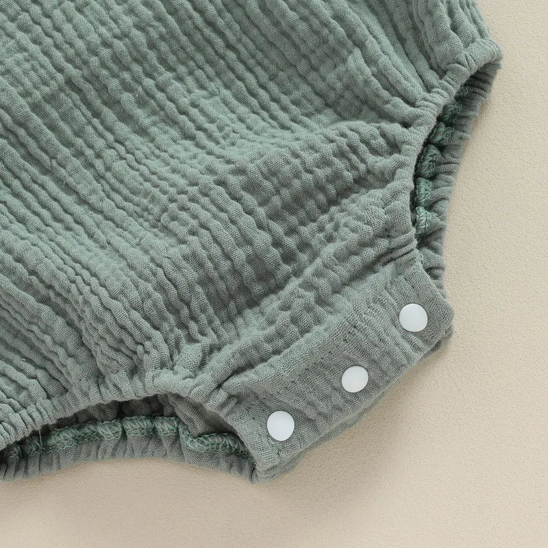 Neugeborenes Baby Mädchen Junge Baumwolle Leinen Hosenträger Bodysuit Sommerkleid ung einfarbig ärmellosen quadratischen Hals Overall für Kinder.