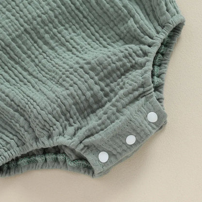 Neugeborenes Baby Mädchen Junge Baumwolle Leinen Hosenträger Bodysuit Sommerkleid ung einfarbig ärmellosen quadratischen Hals Overall für Kinder.