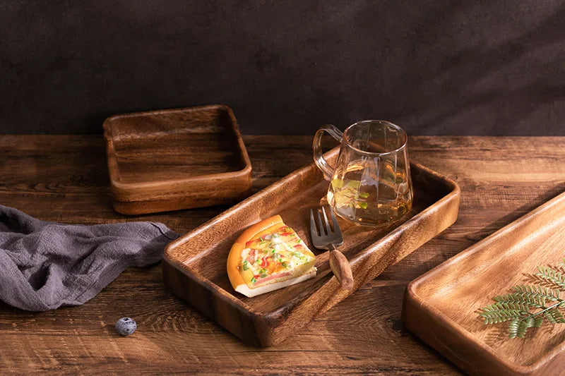 Black Walnut Wood Storage Tray Modern Afternoon Tea Dessert Organizer Living Room Desktop Dry Fruits Container Home Decoration.