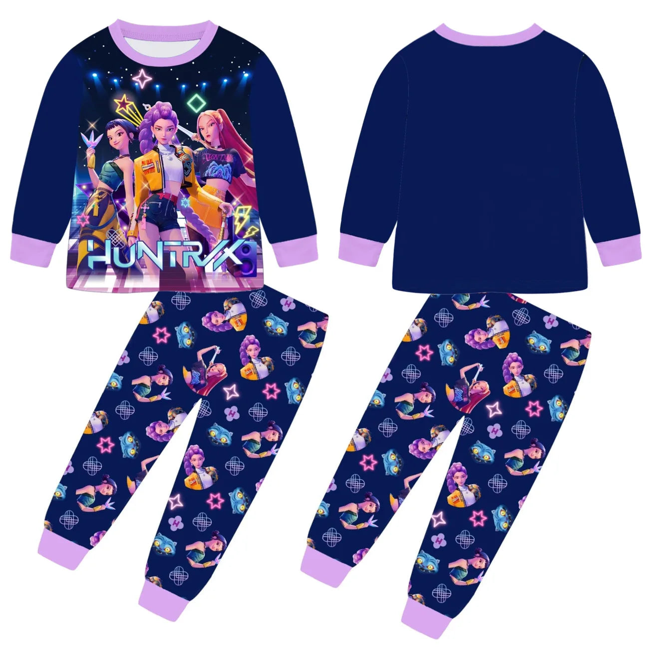 Movie Kpop Demon Hunters Kids Clothes Set Pajamas Sets Boys Daily Nightgowns Girls Long Sleeve T Shirt+Pants 2pcs Set.