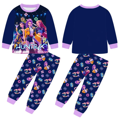 Movie Kpop Demon Hunters Kids Clothes Set Pajamas Sets Boys Daily Nightgowns Girls Long Sleeve T Shirt+Pants 2pcs Set.